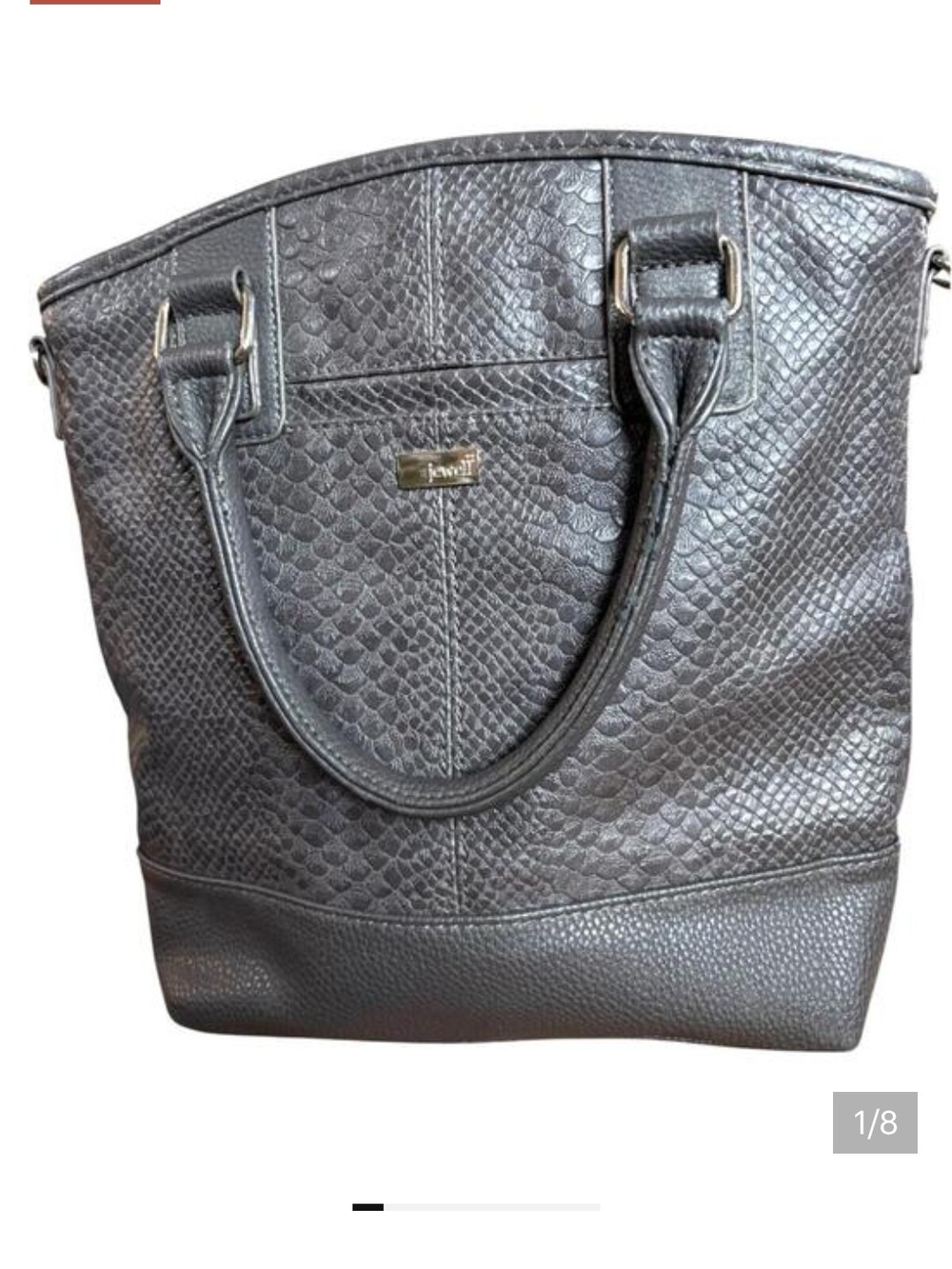 Kenneth Cole Black Textured Tote with Snake-Emboss